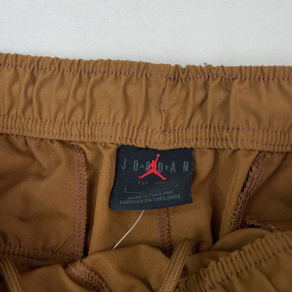 Jordan Essentials Men Woven Pants Brown Jumpman Logo Straight Leg Large 0291